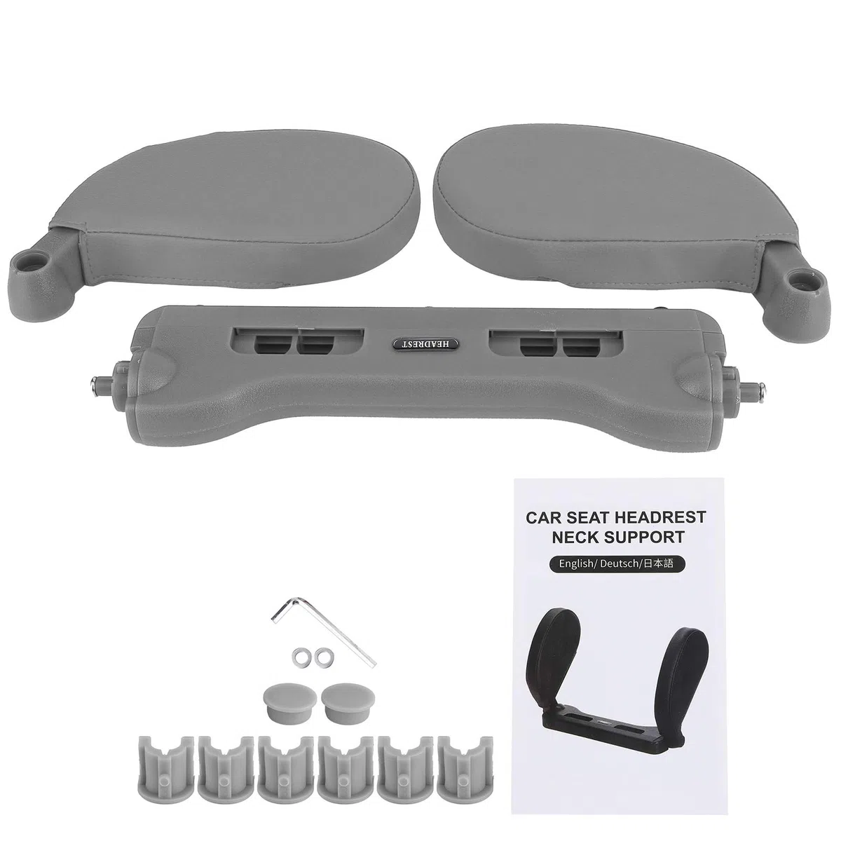 Reposacabezas de Asiento de Coche, Almohada de Cuello de Coche Ajustable de 180 Grados, Suave para Soporte de Cuello Y Cabeza de Coche Niños Adultos(Gris)