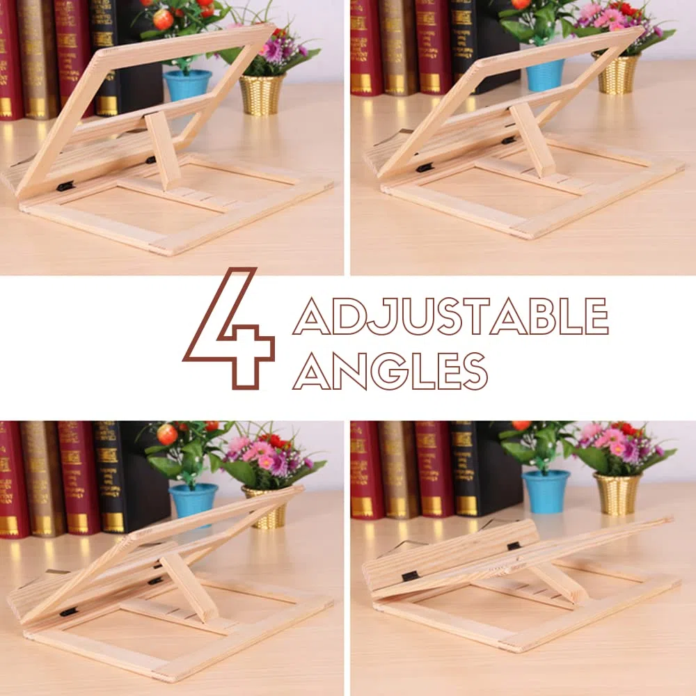 𝗔𝘁𝗿𝗶𝗹 𝗱𝗲 𝗺𝗮𝗱𝗲𝗿𝗮 𝗽𝗮𝗿𝗮 𝗹𝗶𝗯𝗿𝗼𝘀. Soporte de lectura de madera. Atril multifunción, portátil, ajustable y plegable, para libros de cocina, documentos, portátil, tableta.