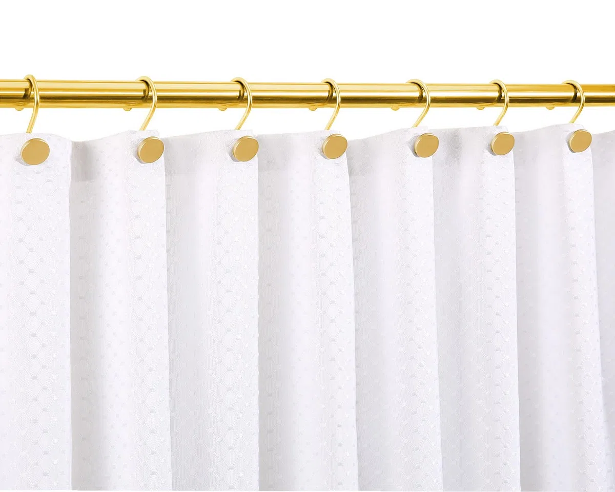 CHICTIE Ganchos Dorados para Cortina de Ducha, Anillos de Cortina de Ducha inoxidables para baño, Ganchos de Ducha de Metal para Barra de Cortina de Ducha, Juego de 12 Ganchos Decorativos Modernos