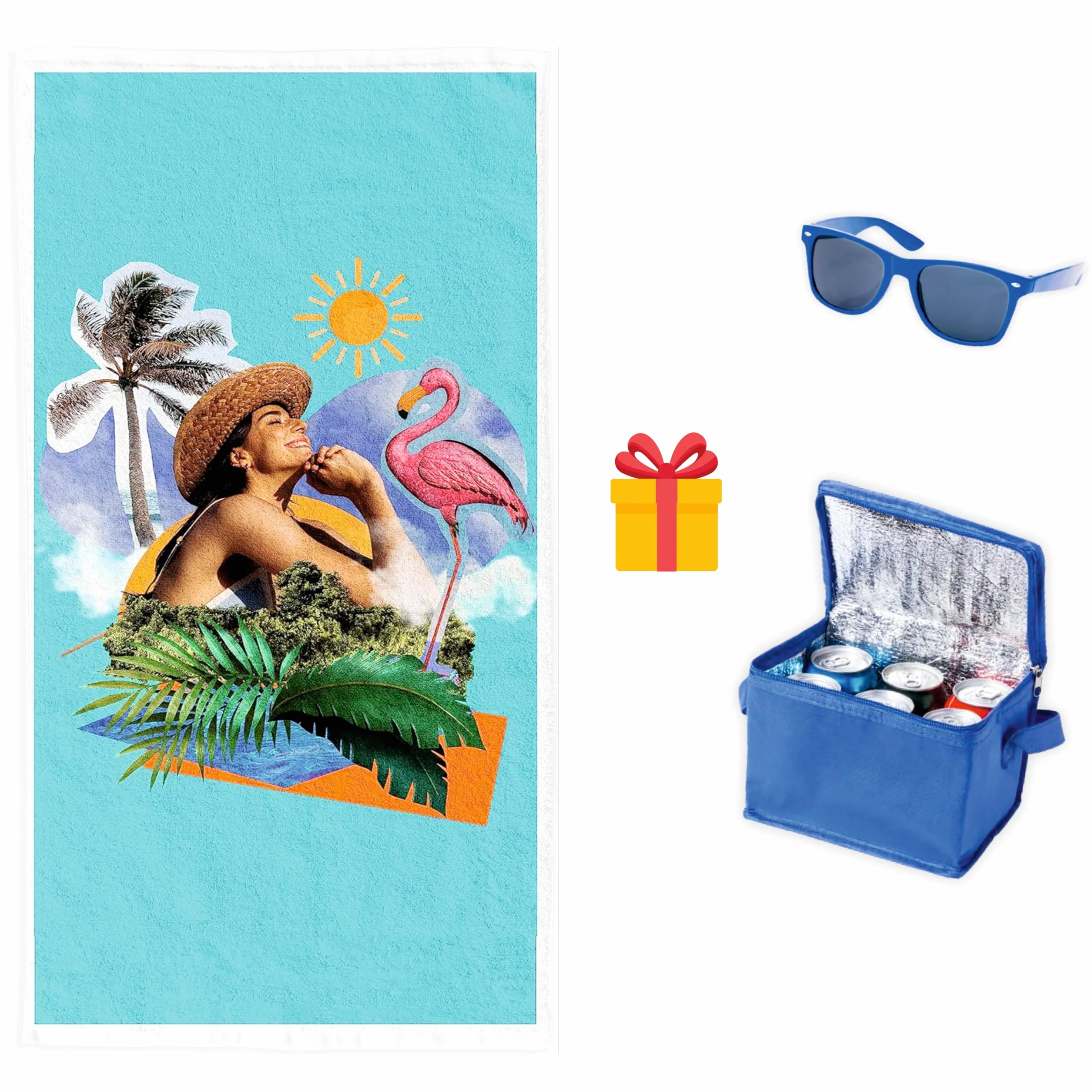 Pla Pla Pla Toalla Playa Personalizada con tu Foto y Texto│Regalo Nevera y Gafas de Sol│Toalla Piscina, Toalla baño con Imagen y Texto.