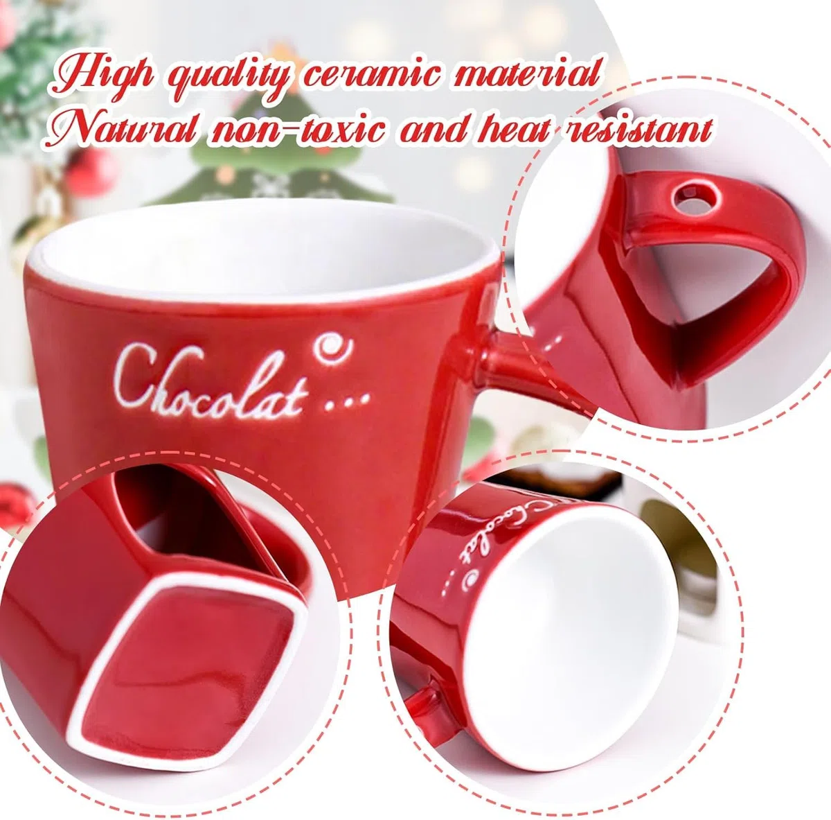 Genérico Taza para Fondue de Chocolate con Tenedores, Taza para Derretir Chocolate para Chocolate, Queso y Postres. Regalo Ideal para Citas Nocturnas, Cumpleaños, Aniversarios y Bodas (Rojo)