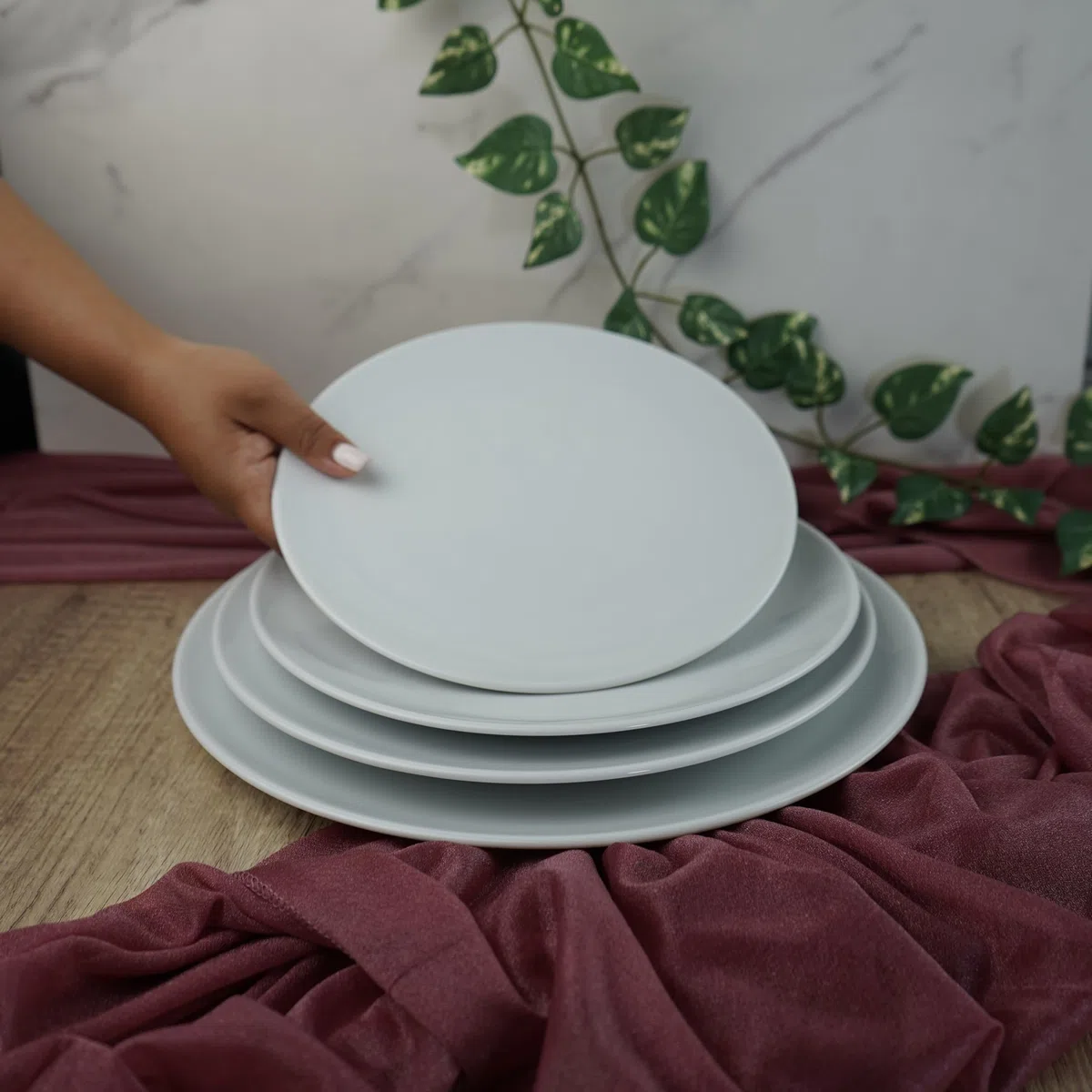 summa Pack de 6 platos llanos coupe blancos - 15cm - Colección Alba - Platos de Porcelana de altas prestaciones - Diseño elegante - Uso en casa y restaurantes