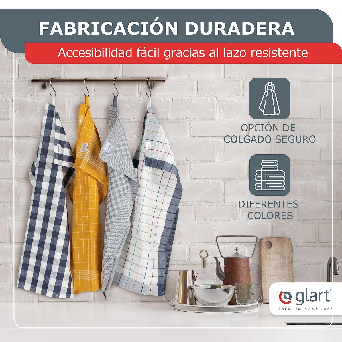 Glart 48GI2 Set de 10 paños de cocina, 50x70 cm, 100% algodón Oeko-TEX Standard 100, gris, sin pelusa, prelavado, paños para cocina y lavado.