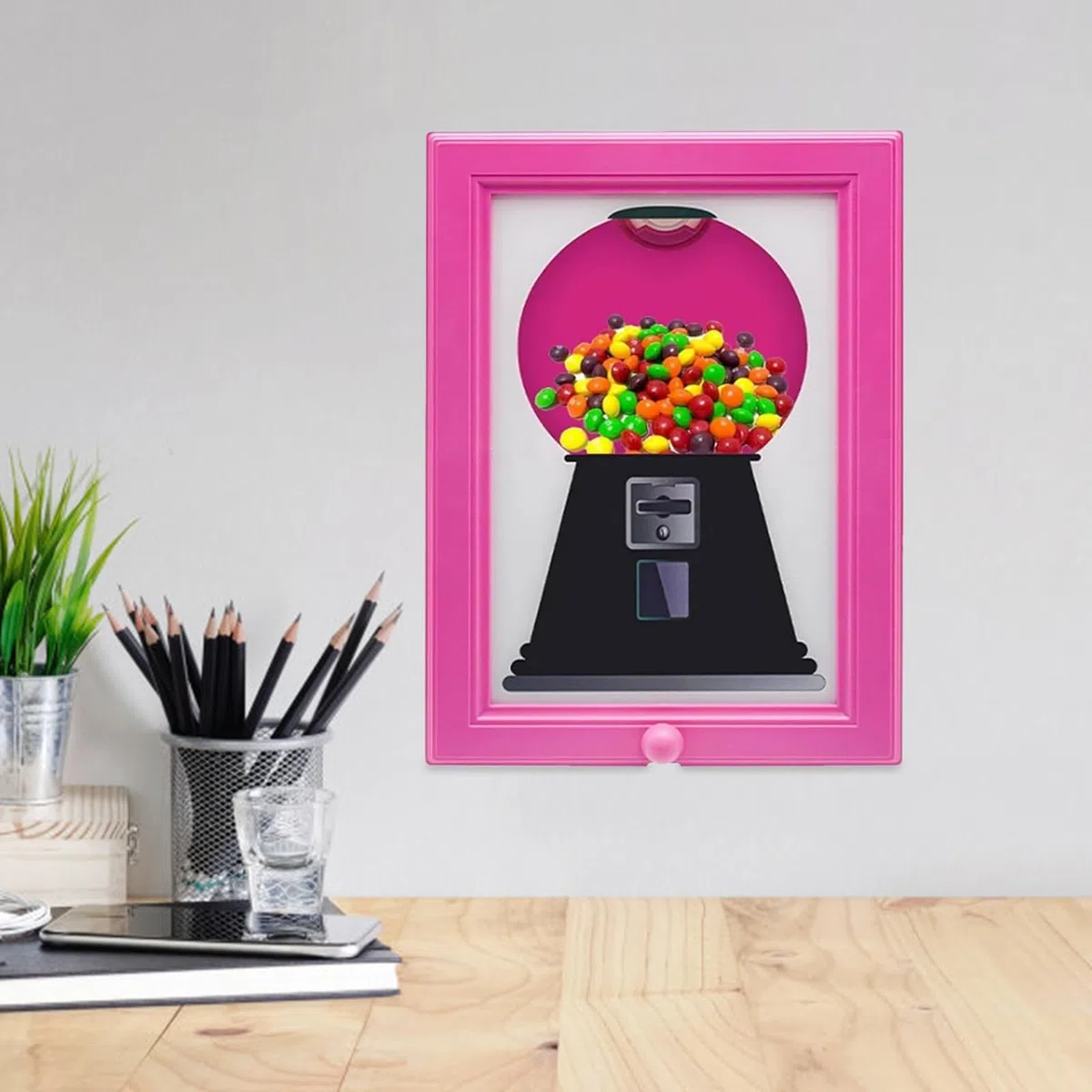 Generisch Marco dispensador de dulces, dispensador de dulces para el escritorio, marco de imagen dispensador de caramelos, adornos lindos para marcos de fotos para niños, estante de cocina para