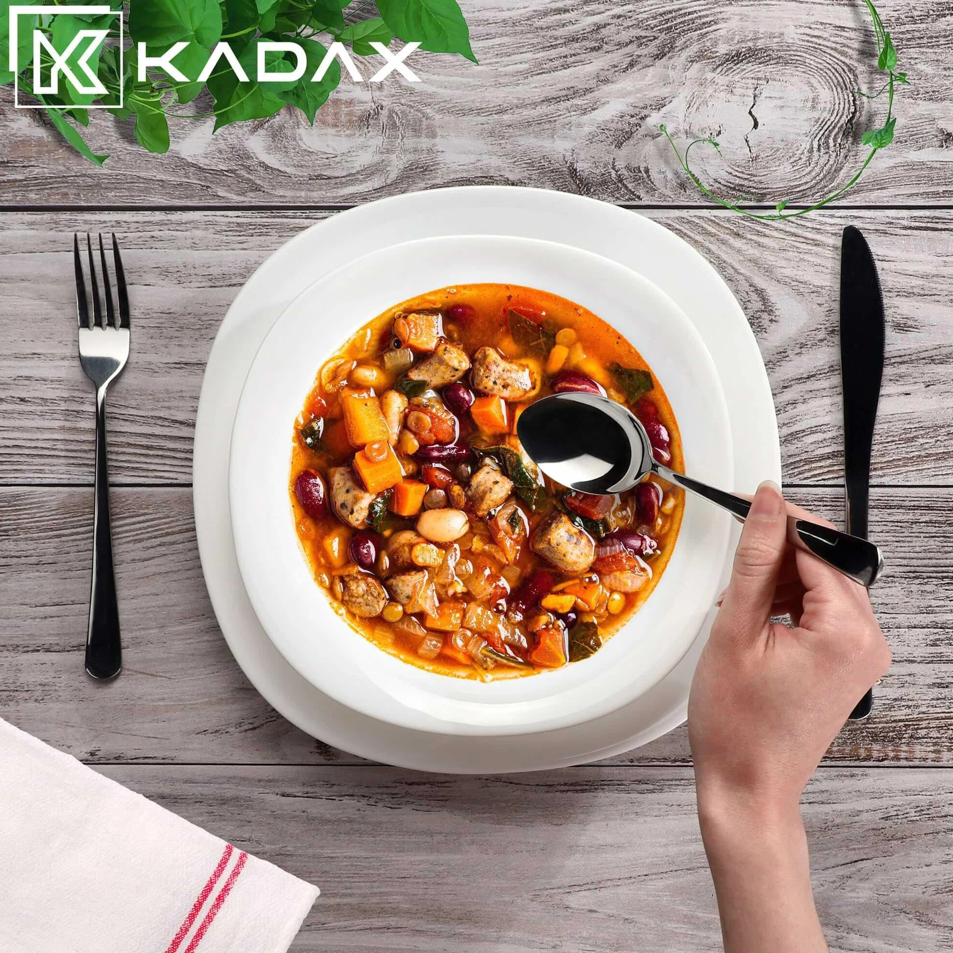 KADAX Plato sopero, cuenco de sopa de vidrio templado, plato de pasta apto para lavavajillas, cuenco de ensalada blanco, plato hondo para sopas, pasta, ensalada (blanco, 23 cm, 3 unidades)