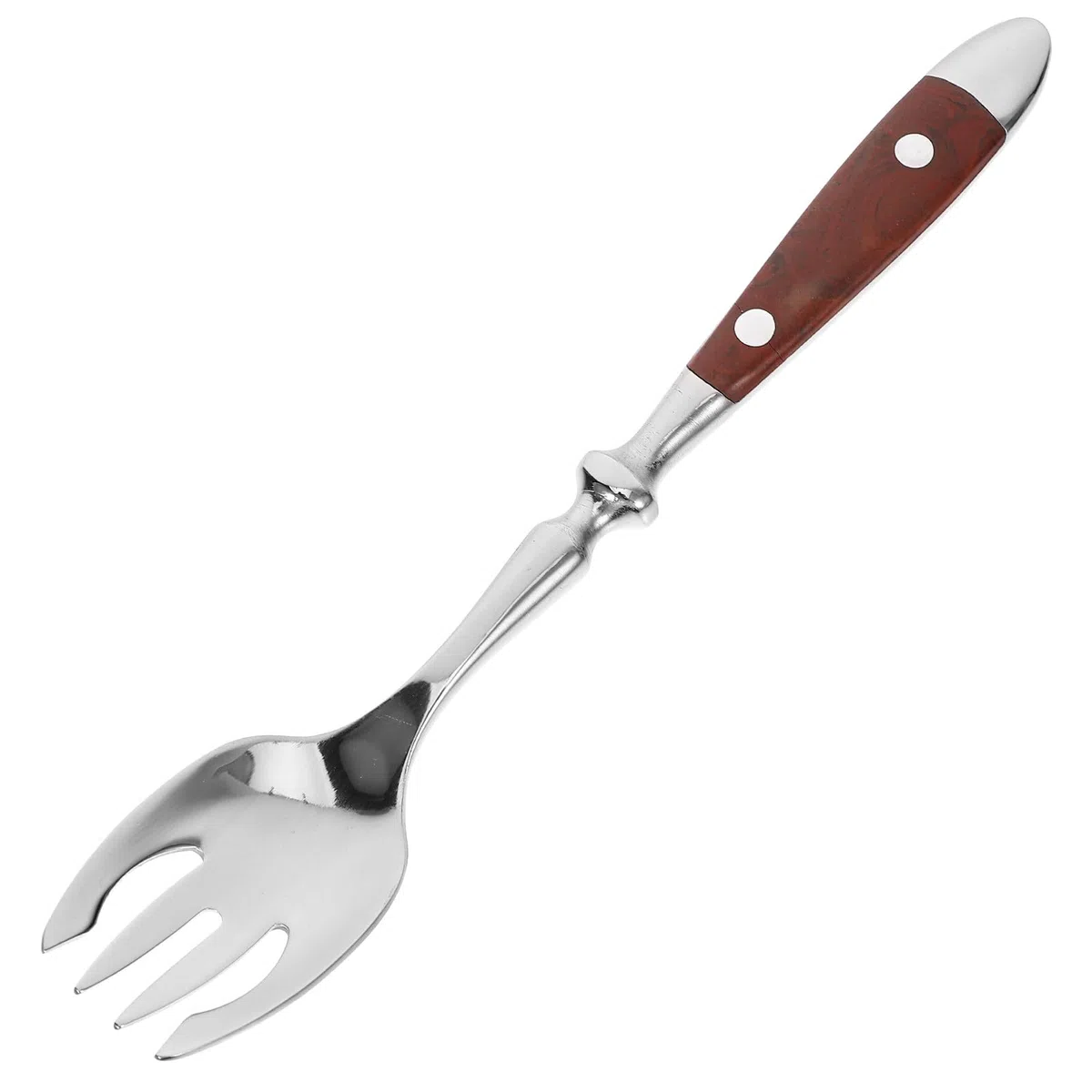 Veemoon Tenedor Mango de Madera Resistente Deformación de Multifunción de Acero Inoxidable 430 para Festivales y Reuniones Familiares