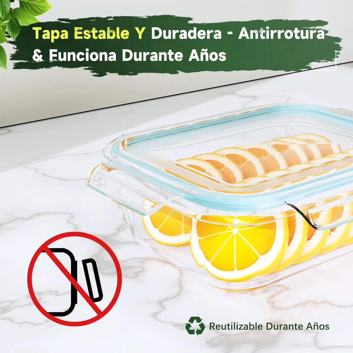 Recipientes Herméticos de Cristal 4 Piezas – Fiambreras de Vidrio con Tapa – 1040ml/640ml/370ml/180ml – Apto Microondas, Horno, Congelador – Sin BPA – Almacenamiento de Comida