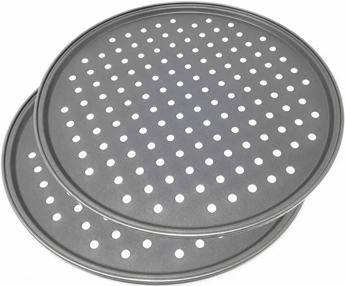 Molde para Pizza con Agujeros - Acero al Carbono - Recubrimiento Antiadherente - Set de 2 - Ø 32 cm