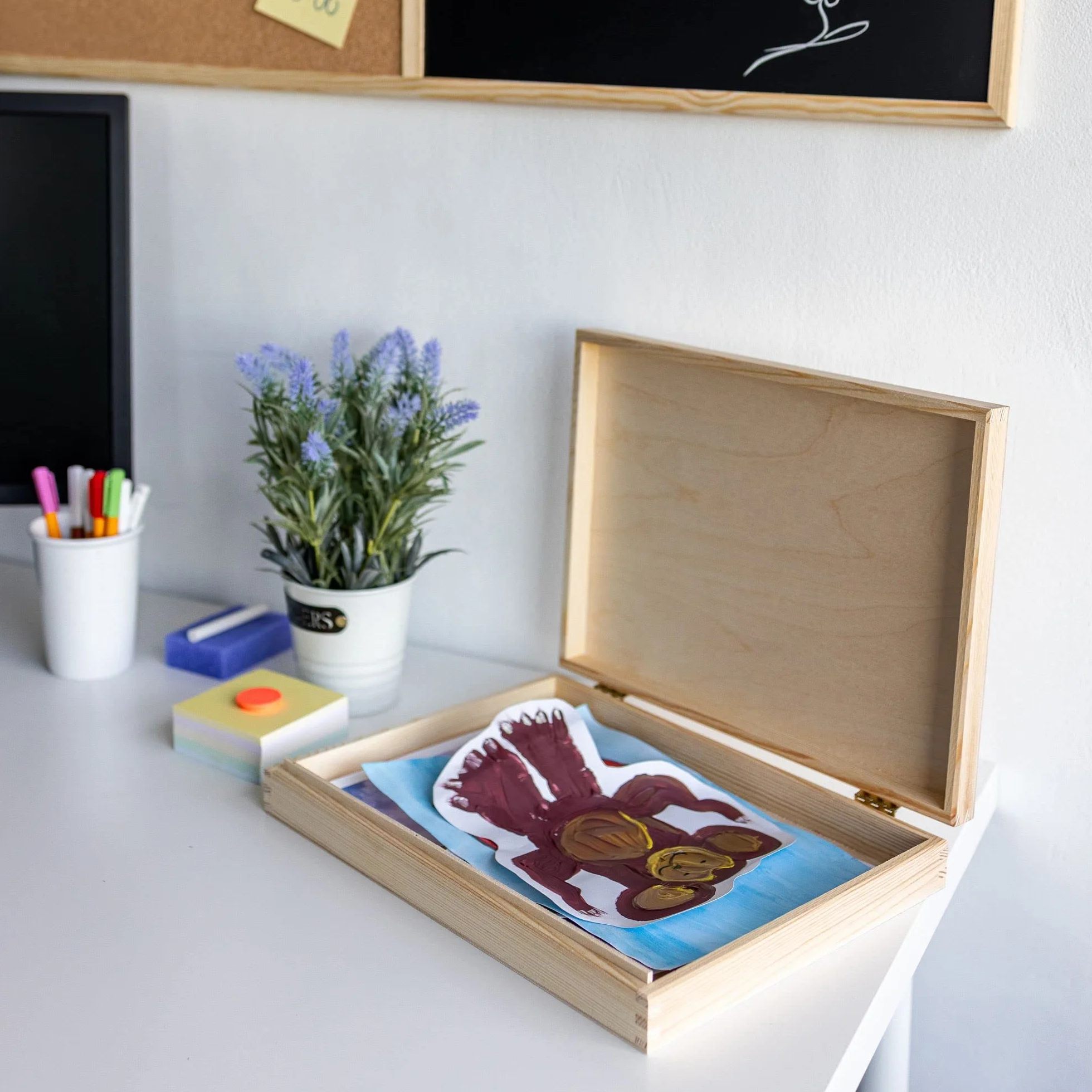 Creative DECO A4 Caja Madera para Decorar con Tapa Pascua | 34 x 25,3 x 5,3 cm | Documentos Decoración Papeles Cartas Almacenaje Decoupage Herramientas Objetos de Valor Juguetes
