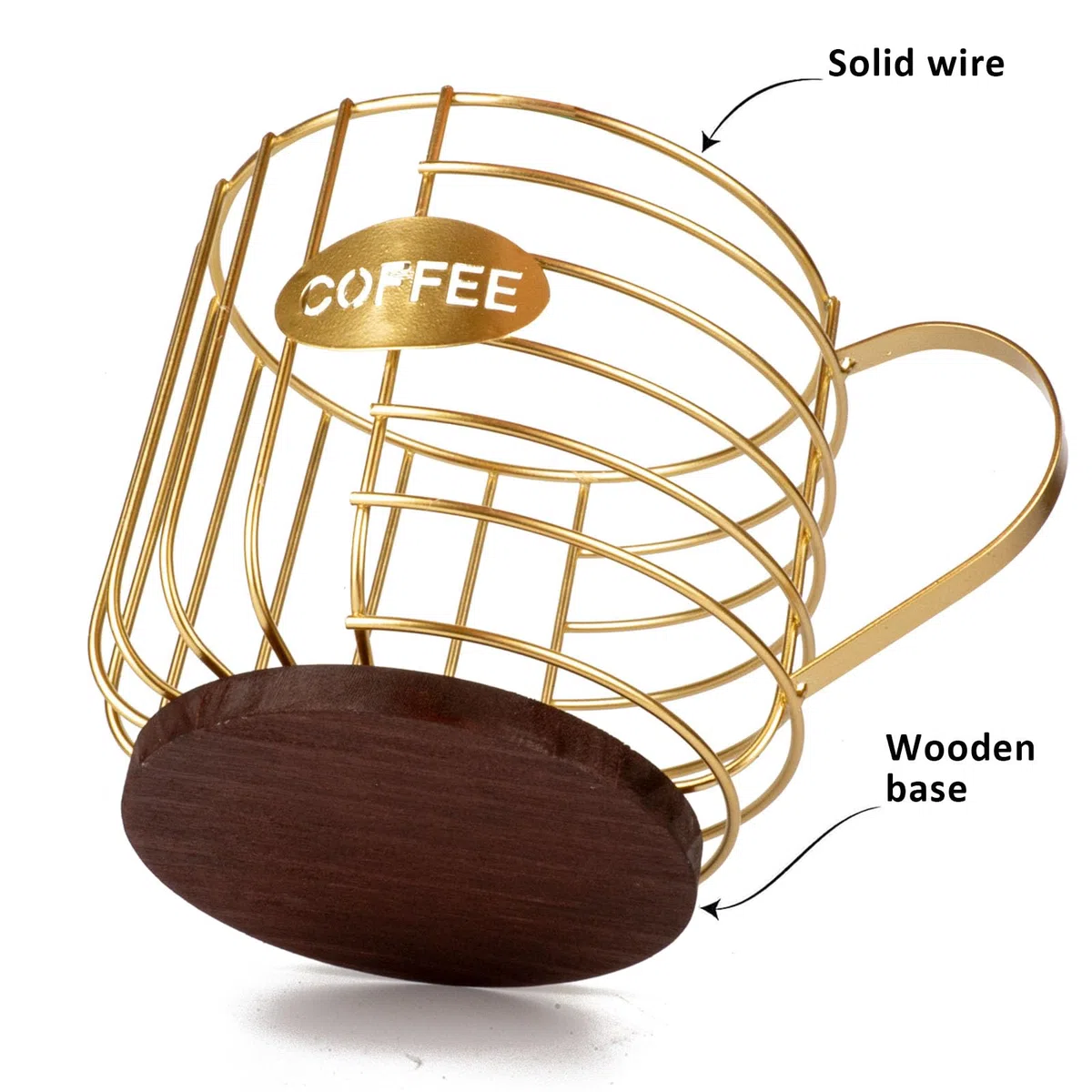 Cesta de Almacenamiento para Cápsulas de Café,Organizador de Cafe Soporte para Cápsulas de Café,Porta Capsulas Cafe, para Guardar Cápsulas de Café y Frutas (Dorado)