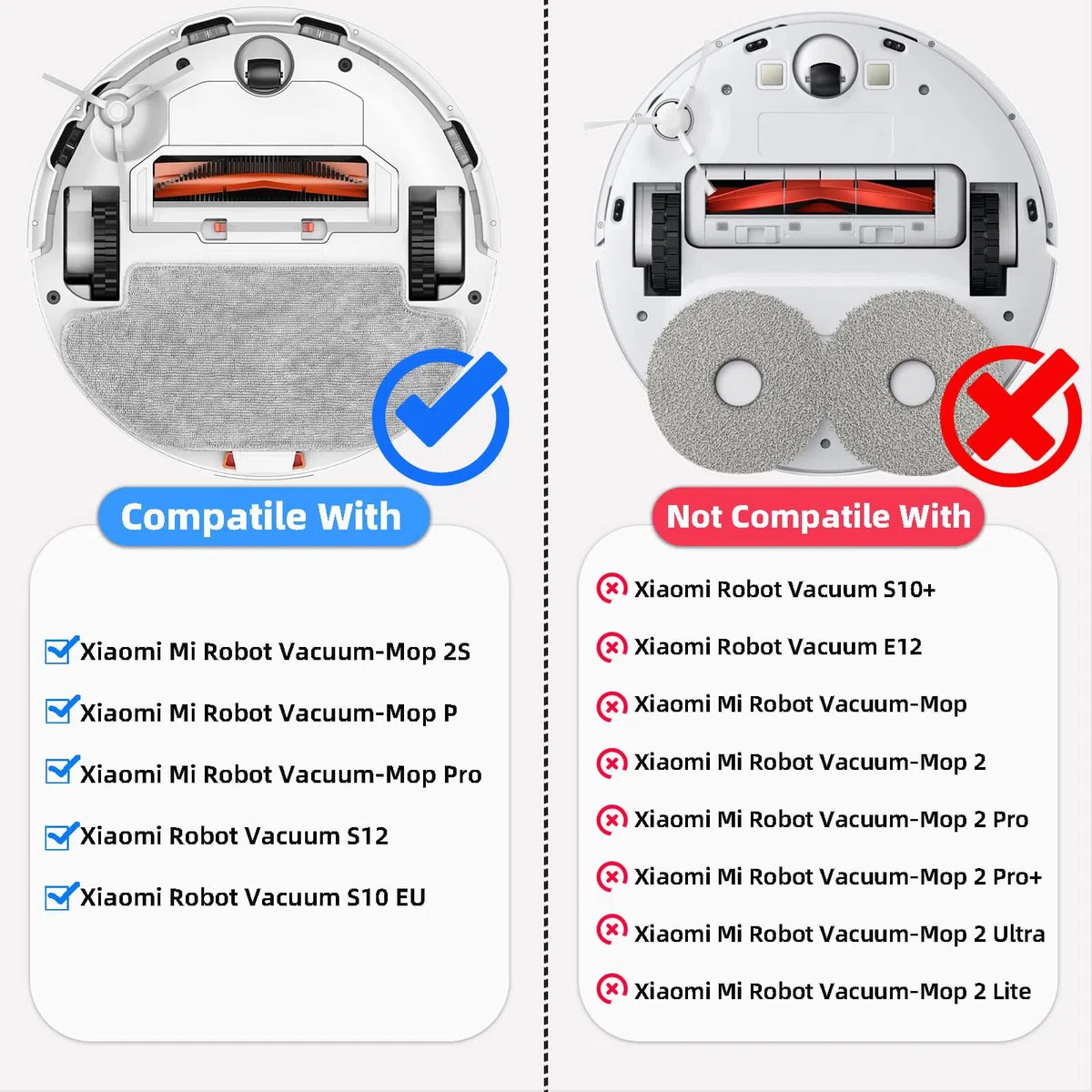 Kit de Accesorios de Recambio Compatible con Robots Aspiradores Xiaomi Robot Vacuum S12/ Xiaomi Robot Vacuum-Mop 2S,2 Cepillo Principal, 6 Cepillos Laterales, 4 Filtros HEPA, 4 Paños de Mopa