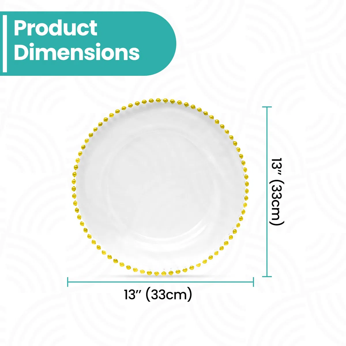Trimming Shop Redondo Cargador Platos Juego Cena Mesa Decoración Presentación Placa para Bodas, Navidad, Fiestas, Vajilla, Comedor, Banquetes, 33cm - Design-2, 33cm