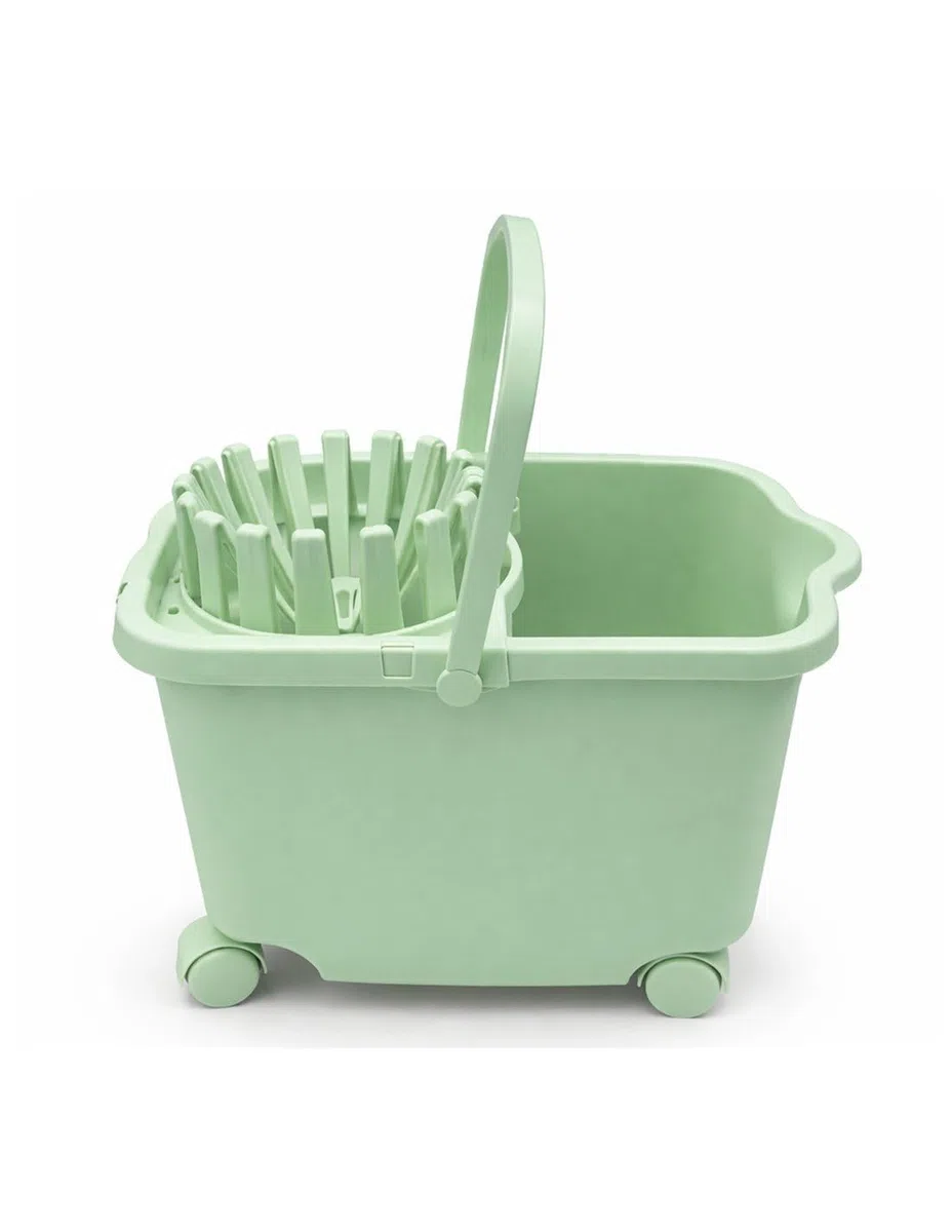 JARDIN202 - Cubo de Fregona 15 L con 4 Ruedas Rectangular para Suelo | Cubo de Fregar con Escurrefacil 29x40x32 cm | Verde