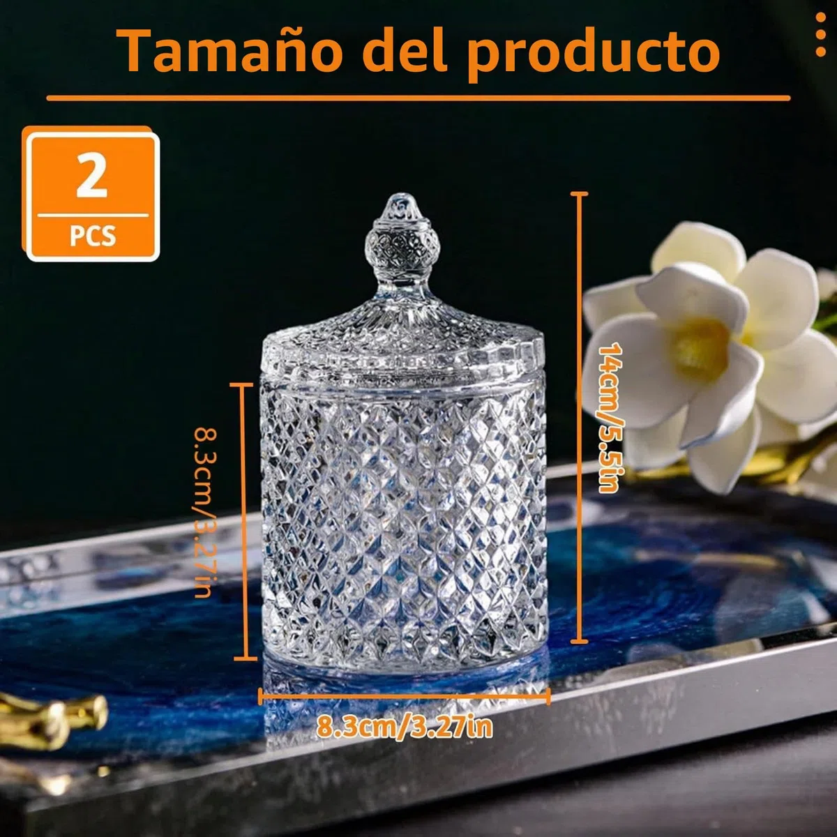 2 Piezas Tarros de Cristal para Dulces con Tapa, Recipiente de Almacenamiento para Caramelos, 300ml Tarros Decorativos Transparente para Caramelos, Galletas, Decoración del Hogar