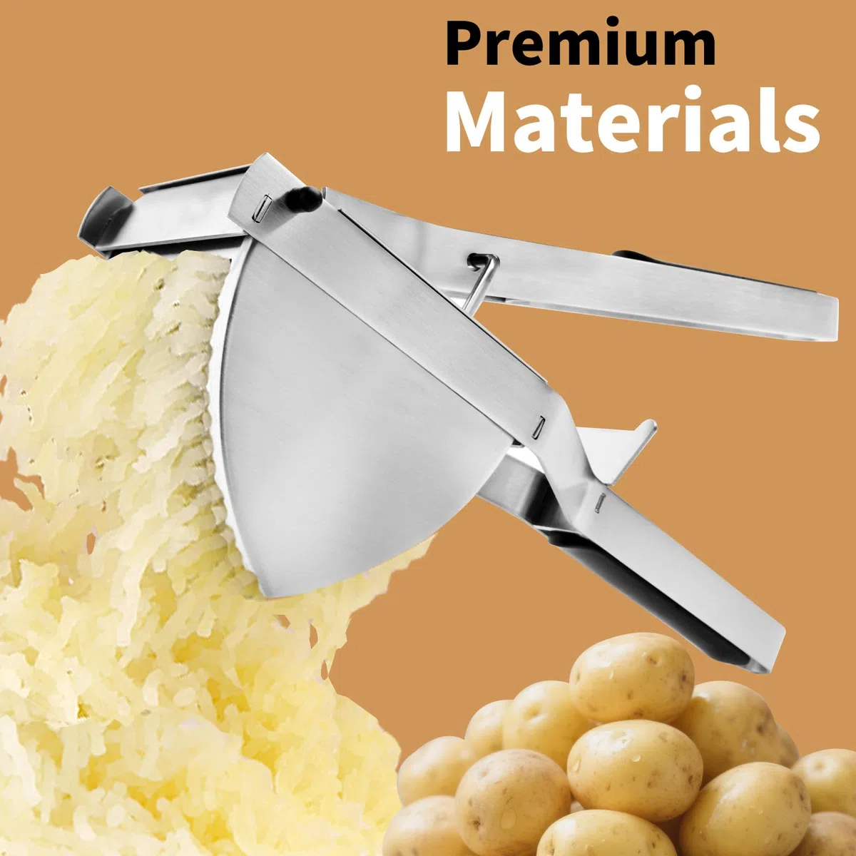 Prensador de patatas resistente, triturador de patatas grande de 22 onzas, prensa de acero inoxidable y accesorio de cocina para puré de patatas, mango de silicona, uso comercial