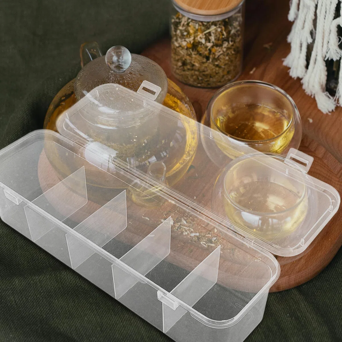 Caja Organizadora para Bolsitas de Té y Azúcar Tapa Resistente a Golpes Compartimentos Múltiples Organizador de Almacenamiento para Cocina y Cafetería Estuche Práctico para