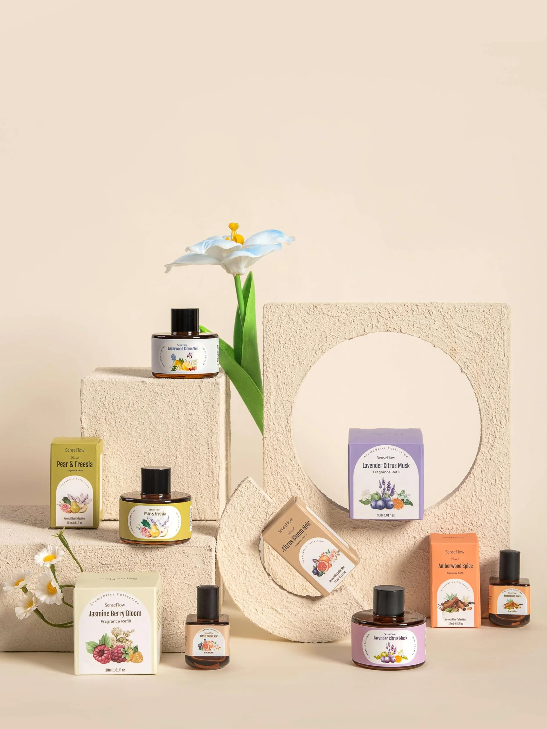 Aceite Esencial para Difusor 30ml, Aceites Aromáticos 100% Puros, Aceite de Aromaterapia de Primera Calidad, Fragancias para el Aire, Relajación - Cítricos y Loto Especiado
