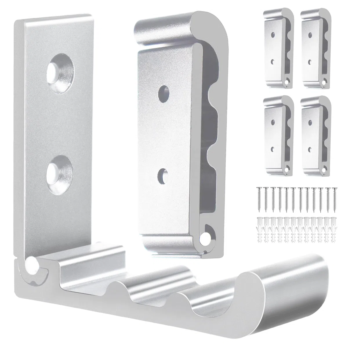 OHIYO Ganchos de pared plegables, paquete de 6 ganchos de pared para colgar abrigos, toallas, perchas, sombreros, mochilas, ganchos de pared, ganchos plegables ondulados (Plata)