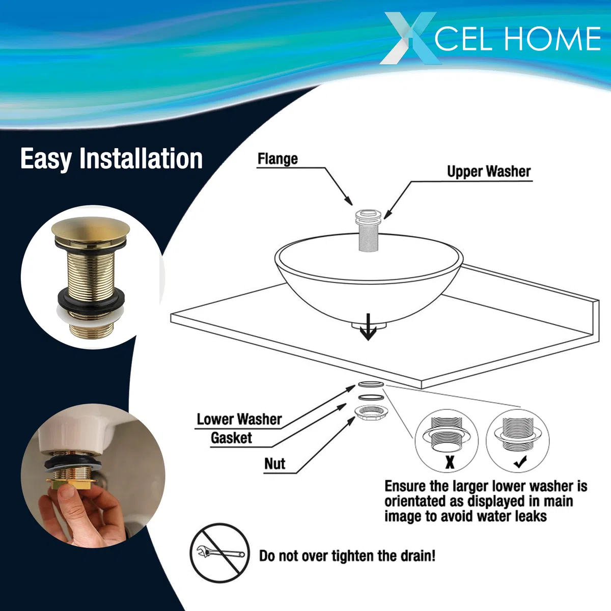 Oro Cepillado Sin Ranuras Clic Clack Desagüe de Lavabo | Tapón Pop-Up de Latón Redondo con Forma de Cúpula para Fregaderos y Lavabos de Baño | Fácil de Instalar Conexión Estándar G 1 1/4