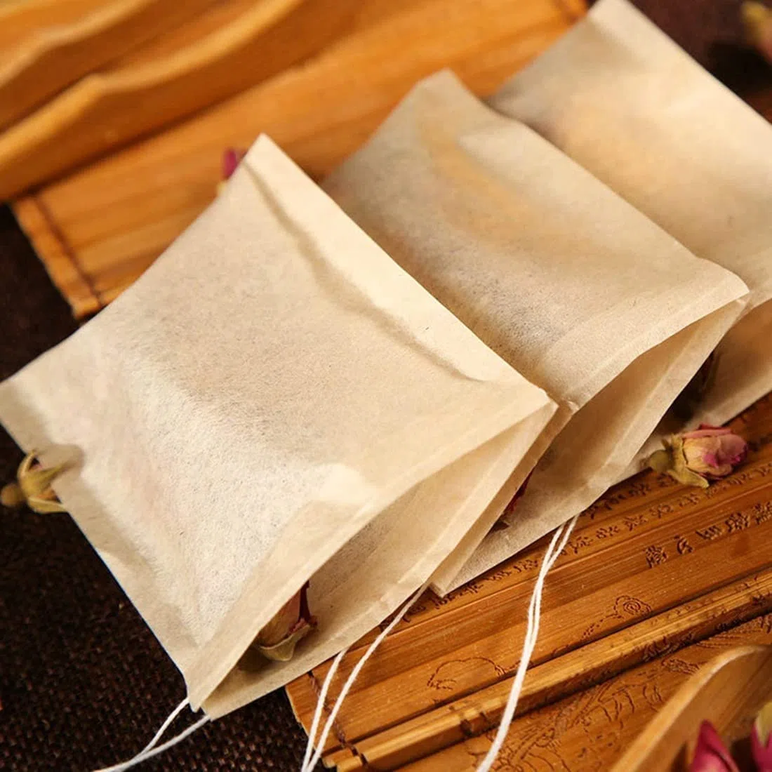 Lote de 600 bolsas de filtro de té desechables, bolsa de té de material natural con cordón de sujeción vacío para té a granel (5 x 7 cm)