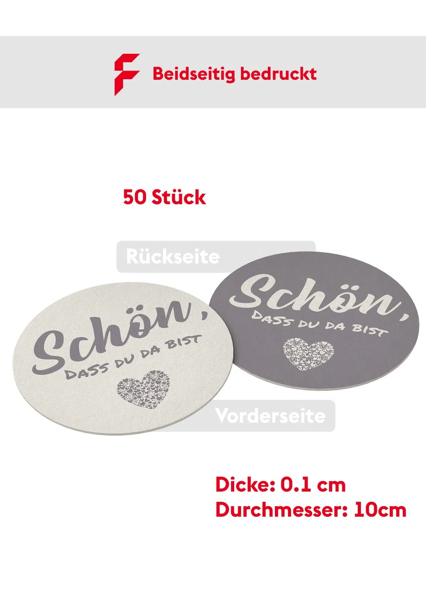 Posavasos para Vasos en Color Lila de cartón de Pulpa de Madera Respetuoso con el Medio Ambiente (50 Piezas) Que Bueno Que estés aquí I Posavasos Redondos I decoración de Mesa ⌀10cm