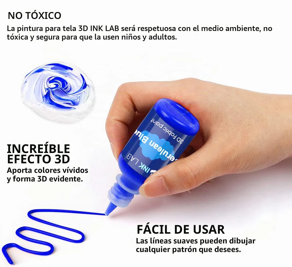 INK LAB Pintura Textil 3D Permanente 18 Colores Pintura para Tela con Cepillo No Tóxico para Ropa Lienzo Vidrio Cerámica Madera Niños Adultos,30ml/Botella