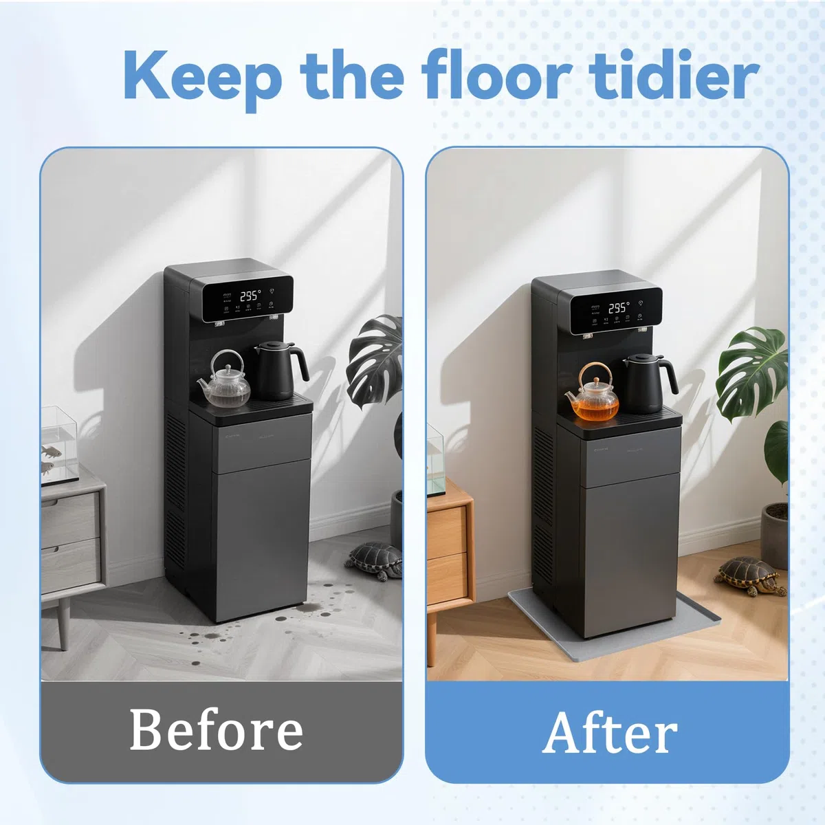 Alfombrilla de silicona para frigorífico, con borde elevado, alfombrilla para frigorífico, antibacteriana, para lavadoras, alfombrilla de silicona para fridge, 50 x 50 cm, bandeja de goteo