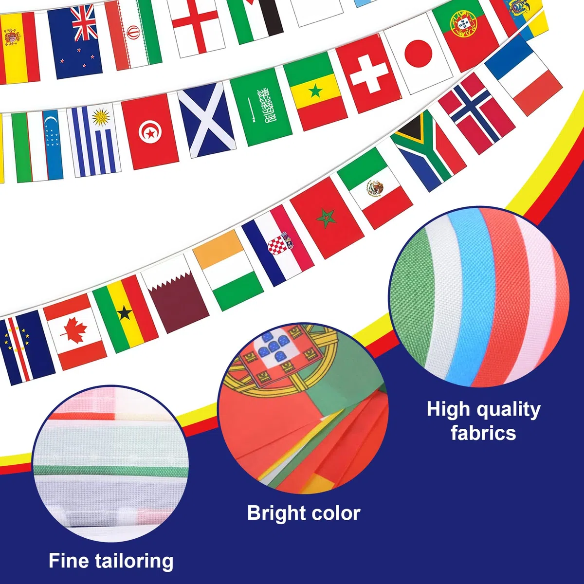 42 países banderines de banderas para la wm 2026, banderas de fútbol WM 2026, guirnalda de banderas del mundo para fiesta, banderas de 20 x 28 cm,