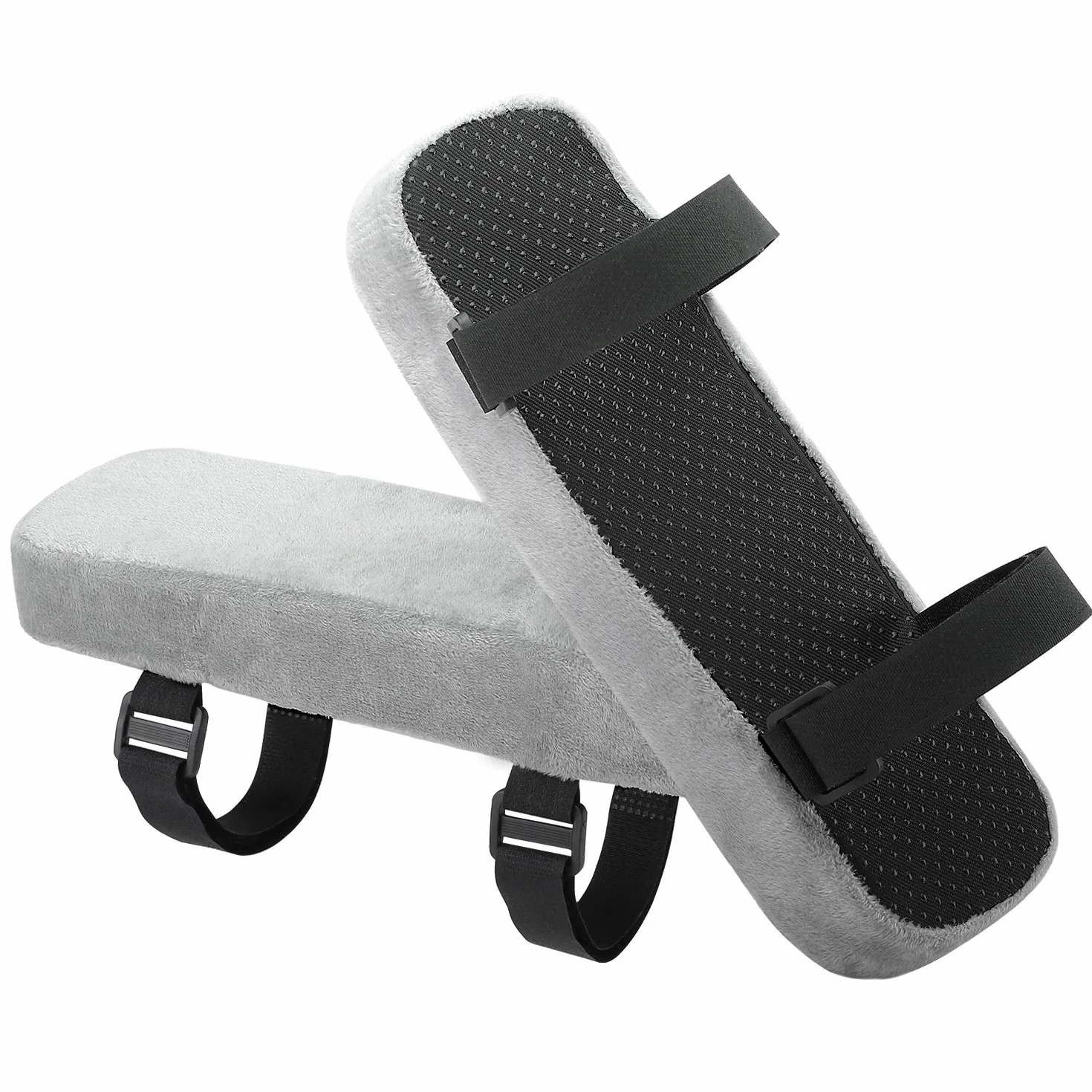 MoKo Almohadillas para reposabrazos de Silla de Oficina, Almohada Suave de Espuma de Poliuretano, Fundas universales para Alivio de presión de Codos y antebrazos, Color Gris (Paquete de 2)