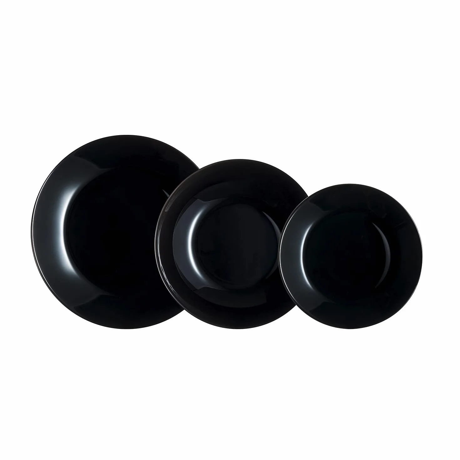 Luminarc Juego de vajilla Arcopal Zelie de vidrio negro, 12 piezas, 4 plazas, negro