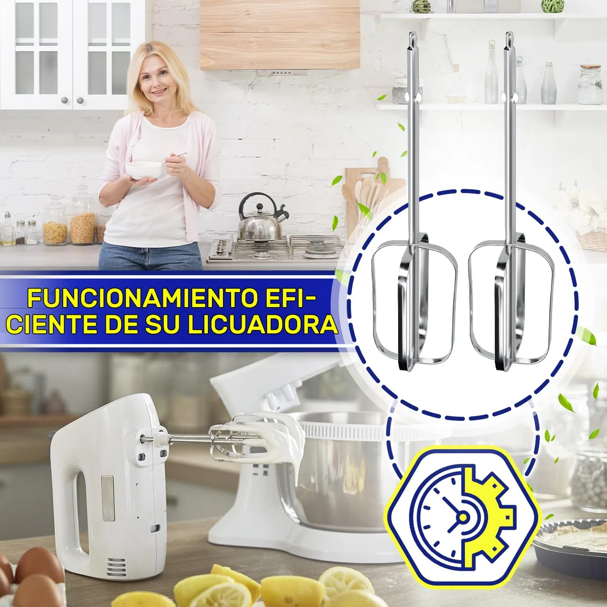 MONTERAL 2 Piezas Batidora de Varillas con Código Original KW717421 para Kenwood Chefette Lite HMP30 - Garantía de 10 Años