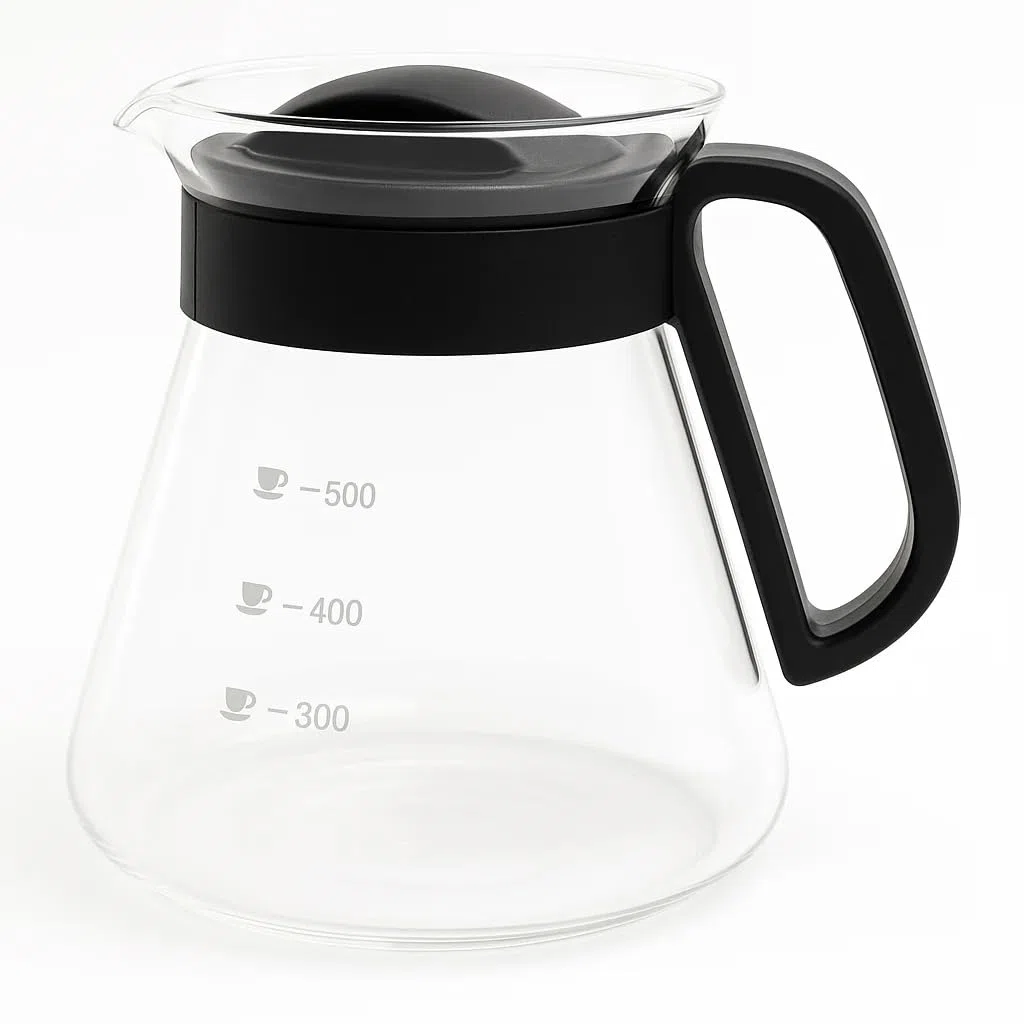 MGE - Jarra de Cristal Pequeña Apta para Microondas - Tetera Térmica - Con Tapa para Leche Melita - Vidrio - para Café, Leche y Té - 600 mL