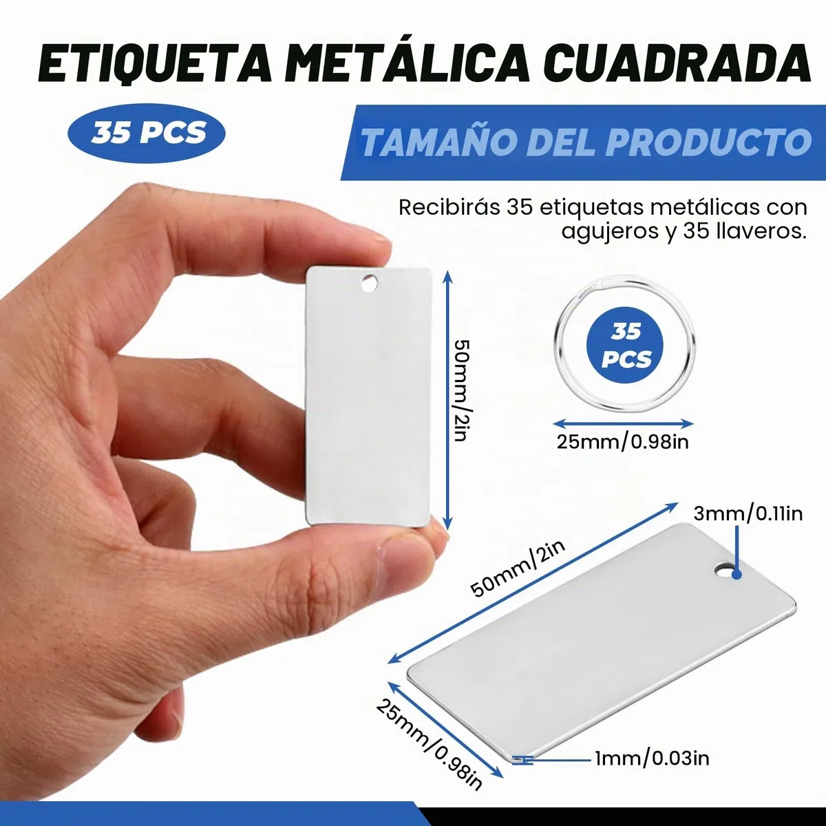 Pack de 35 unidades de piezas en bruto de acero inoxidable para troquelado y grabado, piezas en bruto de llavero de metal DIY con llavero, placas en bruto de perro pulidas y en blanco para