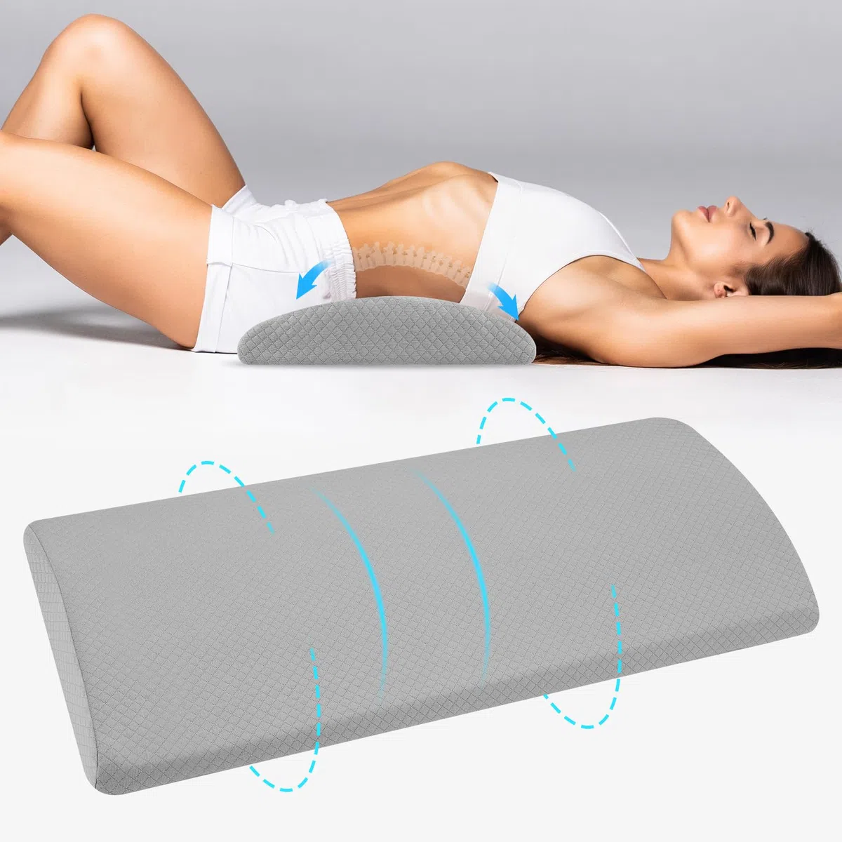 Ainiv Almohada Apoyo Lumbar, Cojín de Espuma Viscoelástica para Aliviar Dolor Lumbar, Ideal para Cama, Silla Oficina Asiento Coche