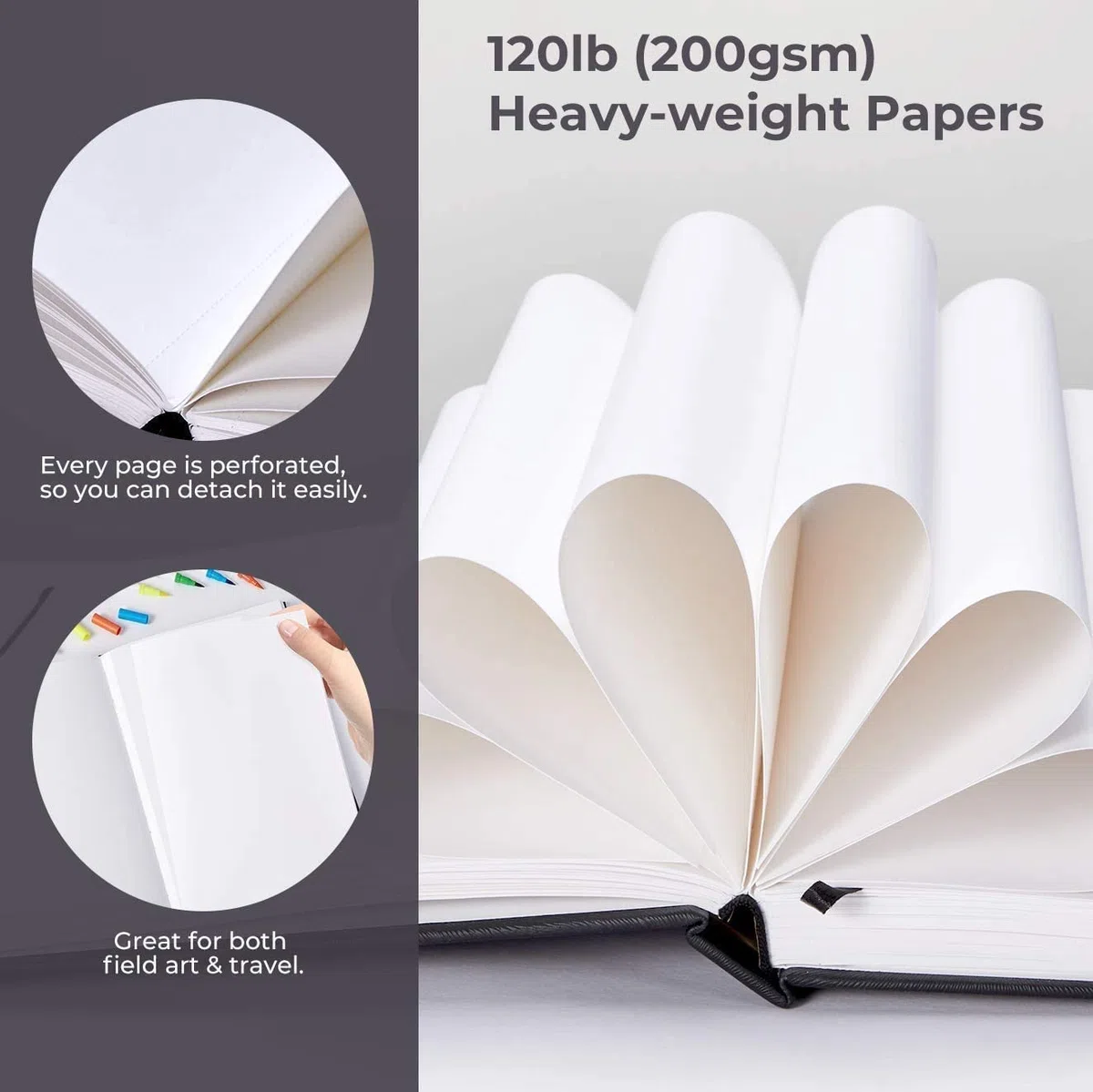 Ohuhu A4 Cuaderno de Bocetos 200 GSM 78 Hojas 21x29.7cm Papel Liso para Rotuladores de Alcohol