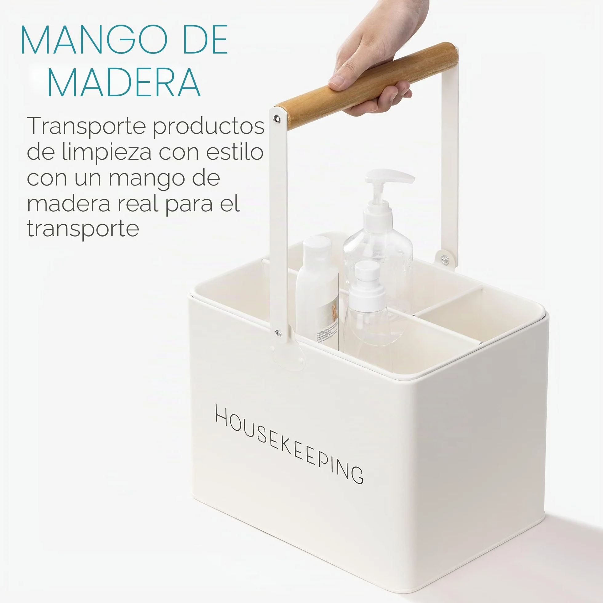 Navaris Cesta para Productos de Limpieza - Caja de almacenaje con 3X Organizador para Productos de Fregadero Cocina baño - 27,7 x 23 x 21 cm - Blanco