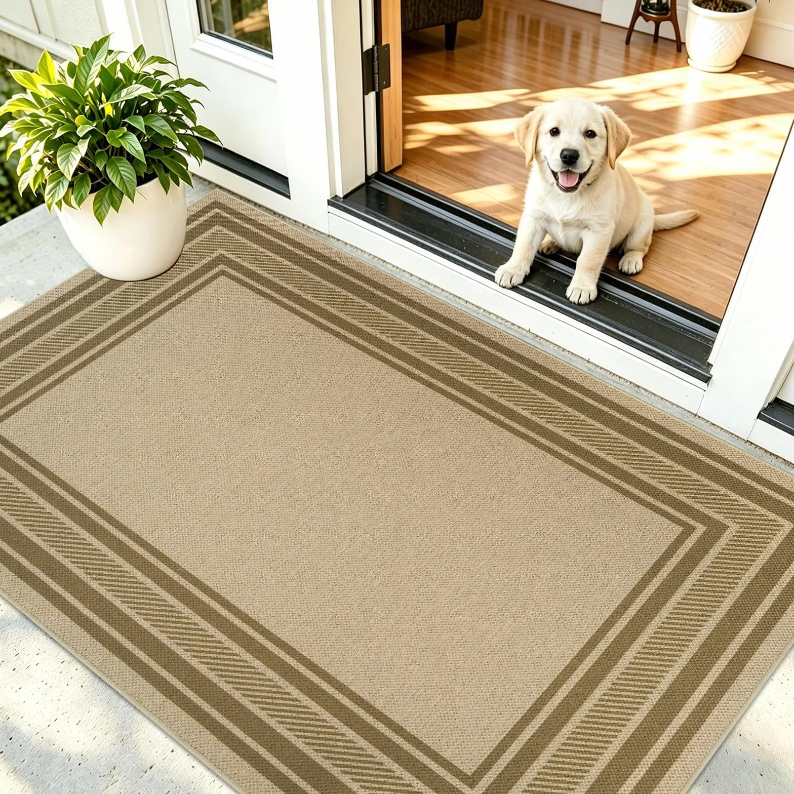 Famibay Alfombra Pasillo 80x150cm Alfombra Yute Exterior Terraza Alfombras Cocina Lavable Antideslizante Natural para Entrada Dormitorio Lavandería Balcón Marrón