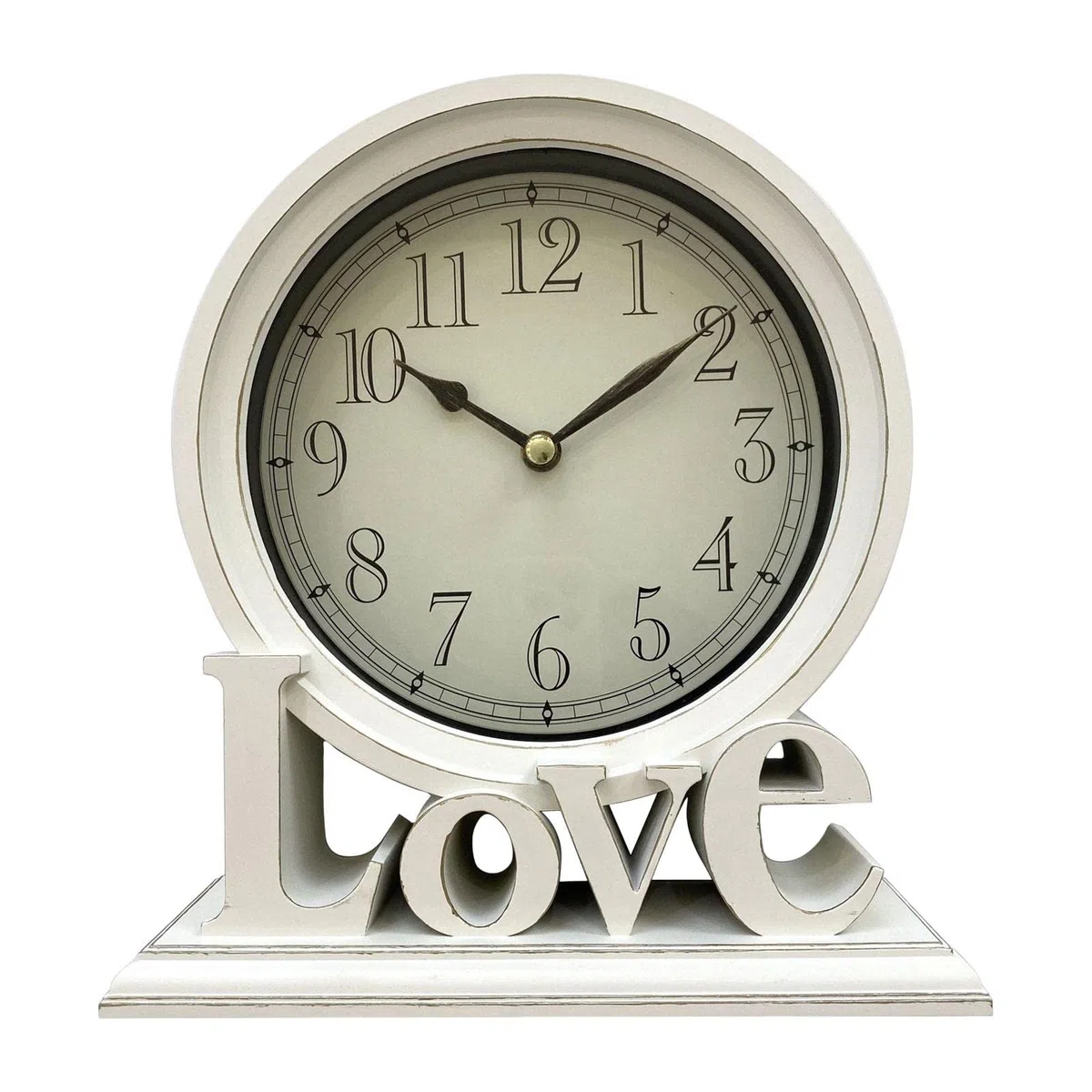 predolo Reloj de Escritorio Rústico Relojes de Repisa Amor Relojes de Mesa Decorativos Relojes Estante Chimenea para Cabecera, Decoraciones de Estar, Blanco, tal como se describe