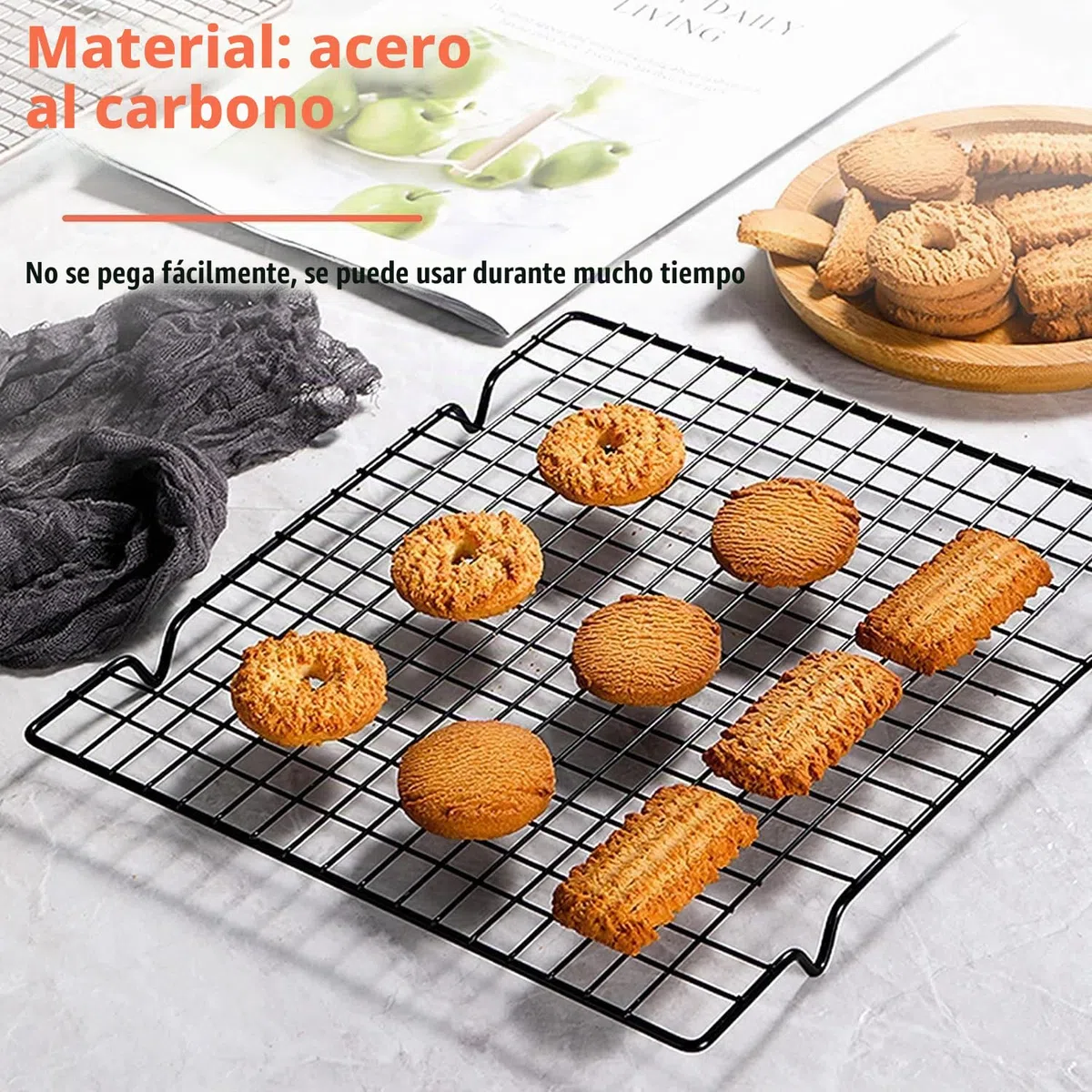 2 piezas rejillas de enfriamiento para tartas, rejillas de enfriamiento para enfriado uniforme y rápido de galletas y tartas (27,5 x 25,3 cm)