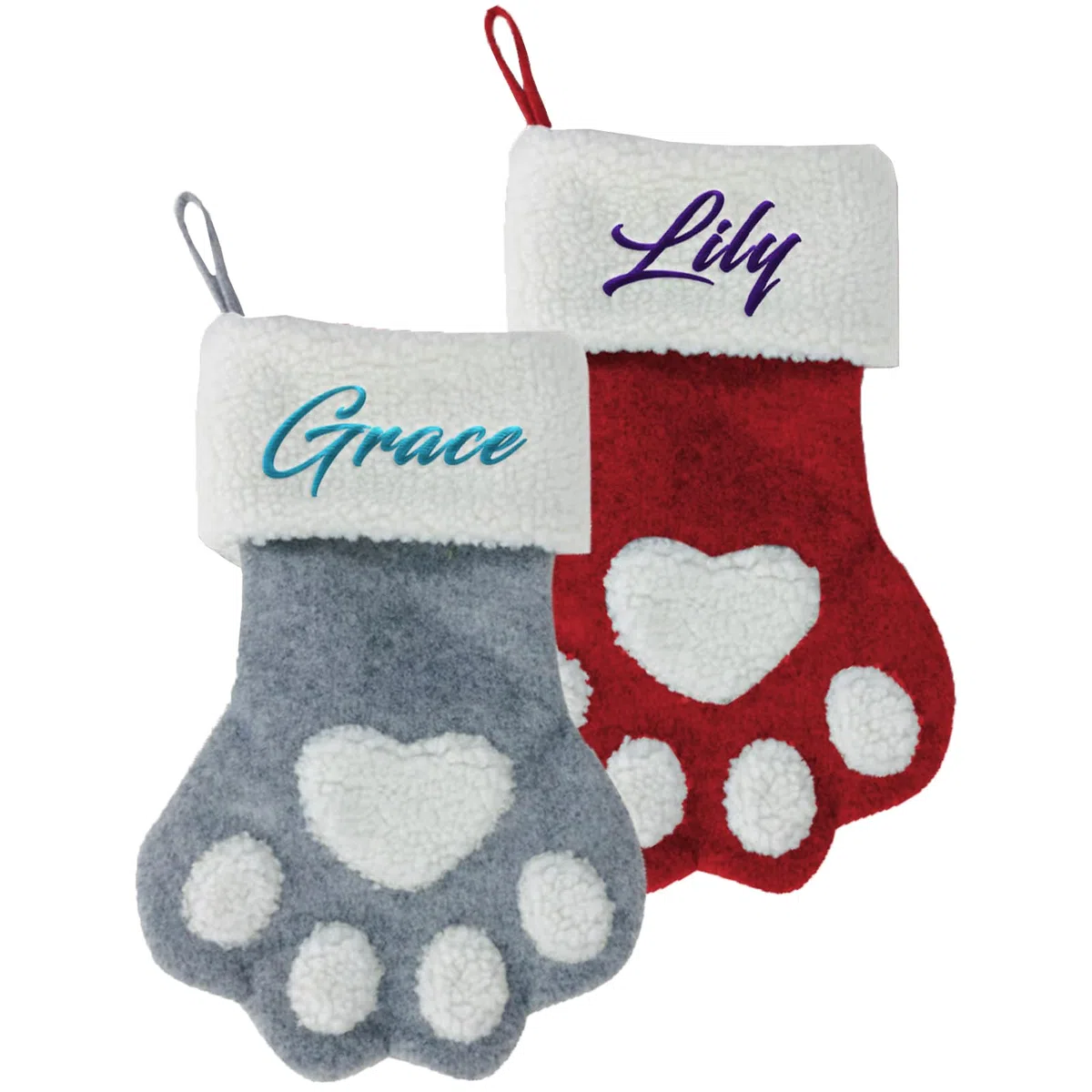 Calcetin Navidad Personalizado de Perro Gato, Bordado con el Nombre de la Mascota, Gran Tamaño Calcetines Chimenea Navidad, como Decoraciones de Fiesta, Regalos Navideños, Rojo