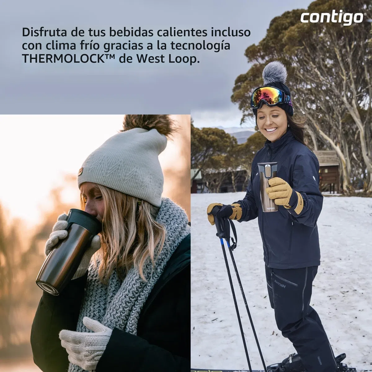 Contigo West Loop Autoseal vaso térmico, vaso aislante de acero inoxidable, termo para café, sin BPA, vaso de viaje antiderrame con tapa de fácil limpieza, mantiene el calor hasta por 5 h, 470 ml