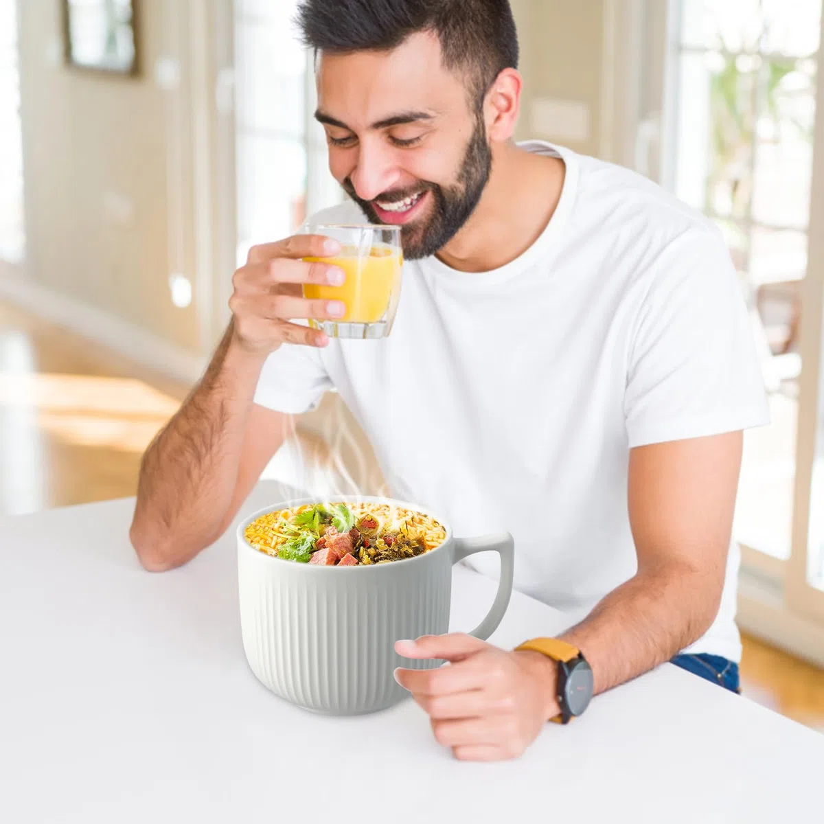 Taza Grande Tazones de Cereales, Café De Cerámica De 900ml Tazas, Sopas De Cereal Tazón Taza De Café De Porcelana Tazón, Taza de Leche de Porcelana, con Asa, Taza de Sopa, Ramen, Ensalada