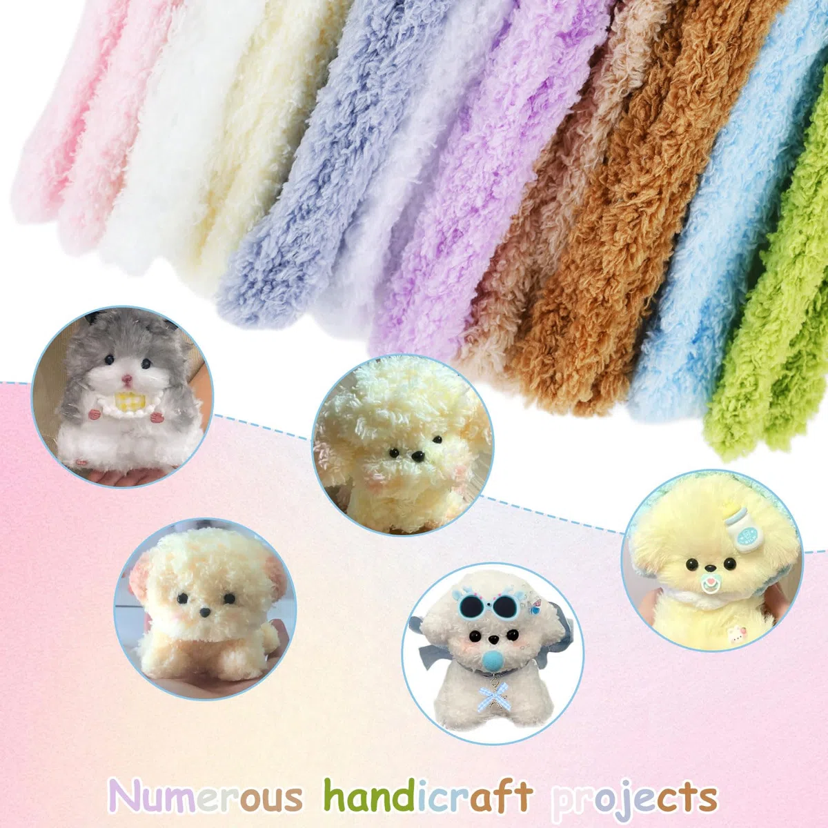 46 piezas limpiapipas para manualidades 10 colores limpiapipas 100cm x 3cm grosor felpa rizada chenilla alambre alambre para manualidades con mini nariz ojos lazo gafas para proyectos creativos DIY y