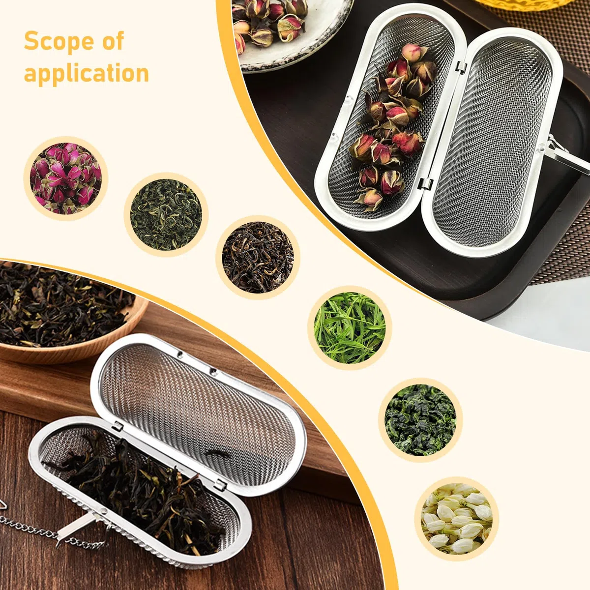 LOBVABA Rectángulo Colador de especias, colador de té, colador de especias para cocinar, bola de especias, bolsa de especias, bolsa para especias para cocinar, saquitos de especias para cocinar