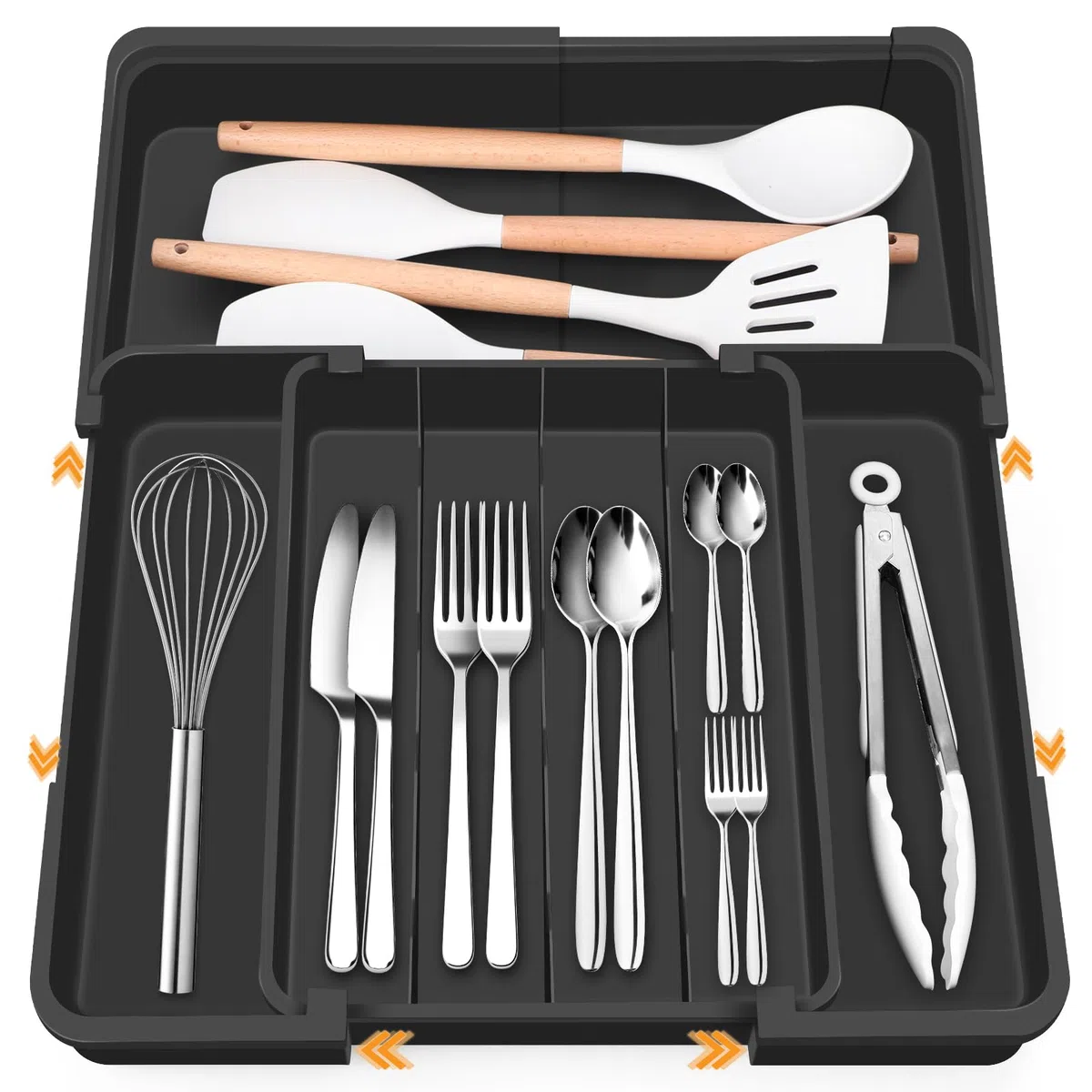 Euqvunn Cuberteros para Cajon Cocina Multidireccional Expandible, Organizador Cubiertos con 4-7 Compartimentos, Ideal para Almacenar Utensilios y Herramientas de Cocina en el Cajón