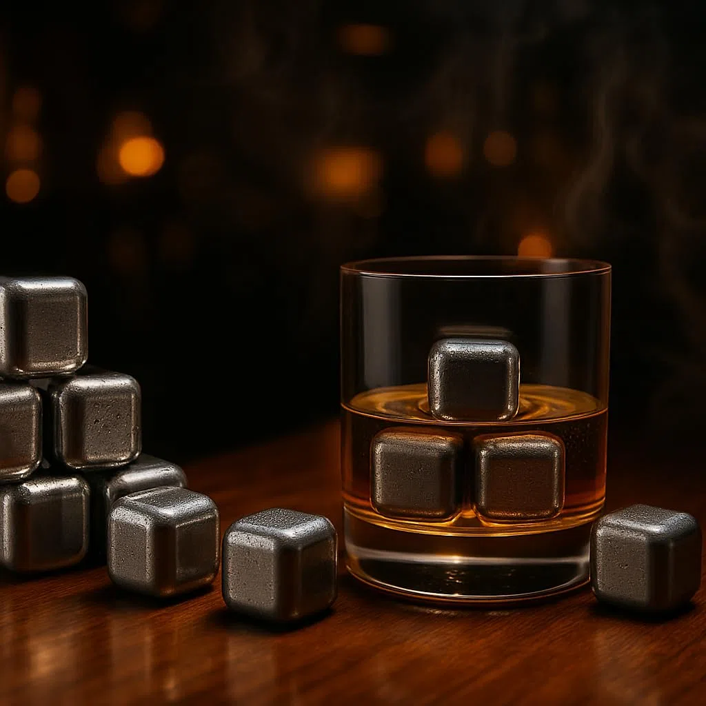 10 piedras de whisky de acero inoxidable para enfriar cubitos de hielo, cubitos de hielo de metal reutilizables para bebidas