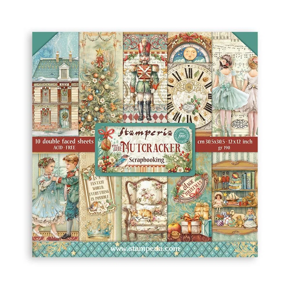 Stamperia - Scrapbook Paper Pad for Scrapbooks, Albums, Card Making, Bullet Journals, and More, Acid Free, Double-Sided, Perfect for Hobbies, Crafts and Gifting (The Nutcracker) (30,5 x 30,5 cm)