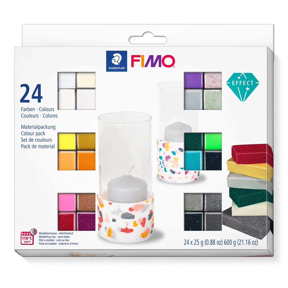 STAEDTLER-8013 C24-1ST Pasta de modelar de endurecimiento al horno, Multicolor, (8013 C24-1), 24 Halbblöcke