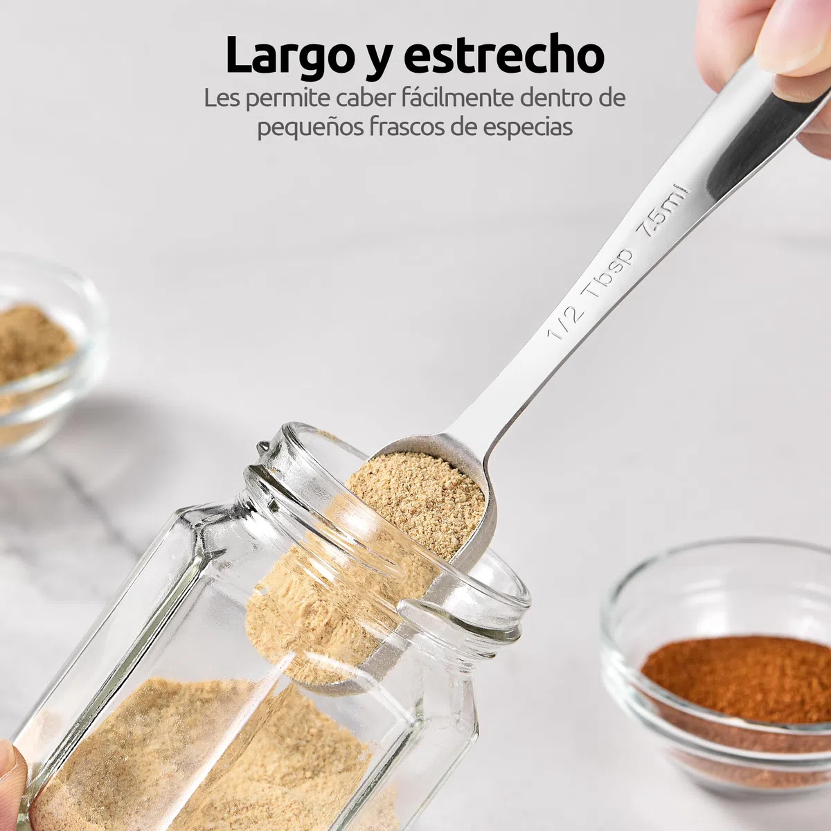 U-Taste Cucharas medidoras de acero inoxidable 18/8, cucharadita cuadrada de metal con nivelador para ingredientes secos o líquidos, cabe en tarro de especias (juego de 8, Plata)