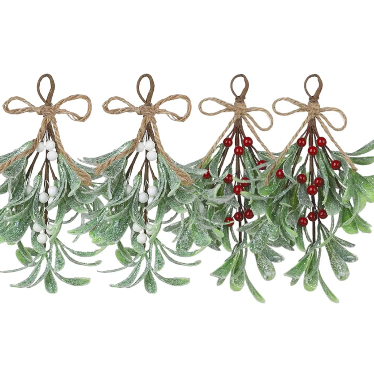 4 Piezas Decoración de Muérdago de Navidad, Muérdago Decorativo para Colgar, Adorno de Muérdago Artificial, Accesorios para árbol de Navidad, Decoración Artificial para Puerta de Navidad